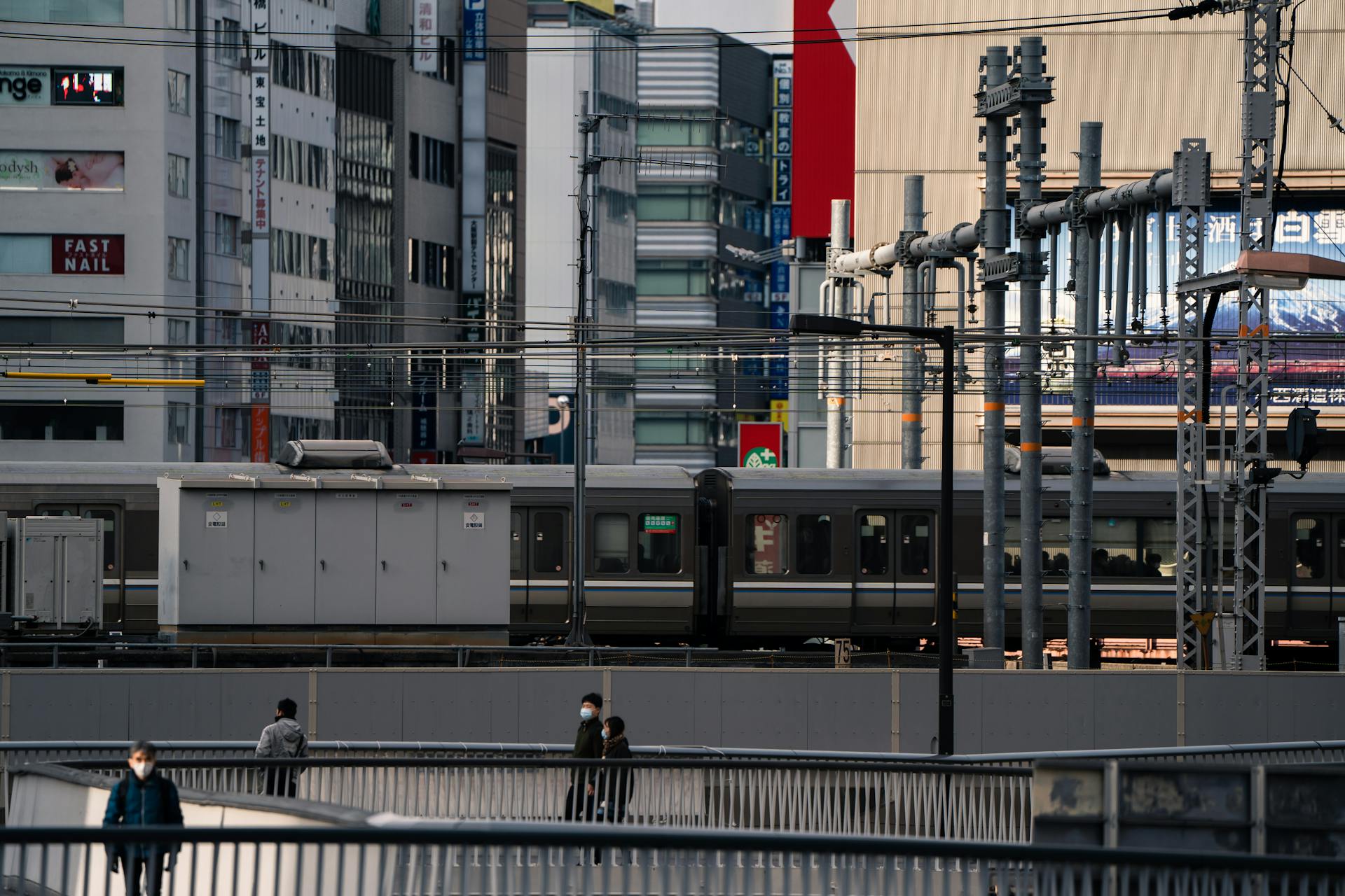 Train on Station in Japan City