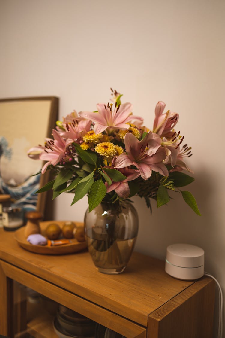 Flowers In Vase On Dresser