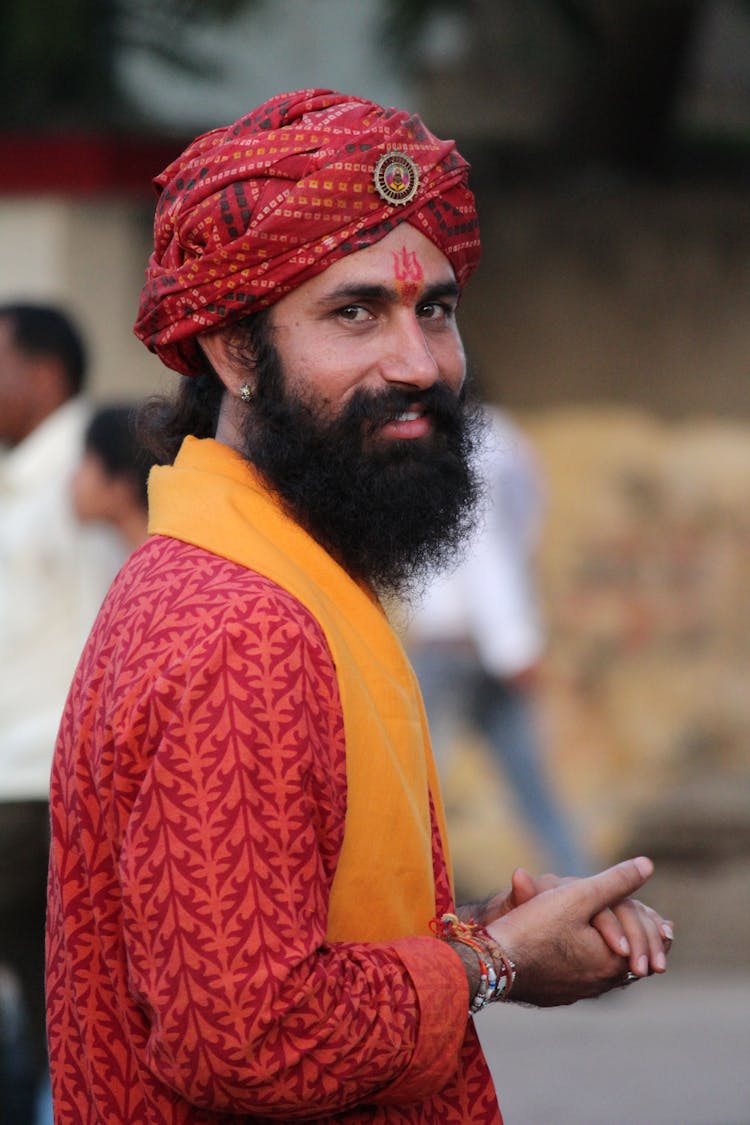 Smiling Bearded Man In Traditional Clothes