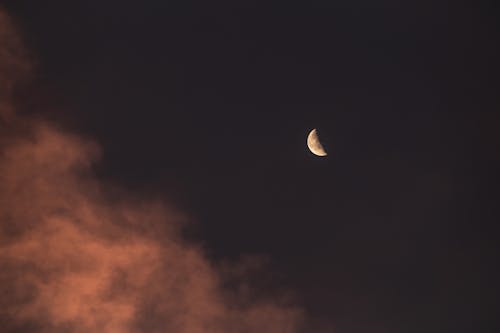 A Half Moon in the Night Sky 