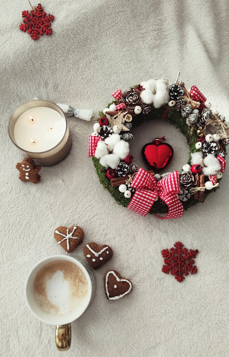 Christmas Decoration And Cup Of Coffee