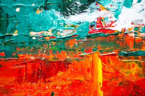 Free A lively abstract painting with bold strokes and vivid colors to enhance any space. Stock Photo