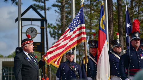 Foto profissional grátis de bandeira dos eua, de pé, exército