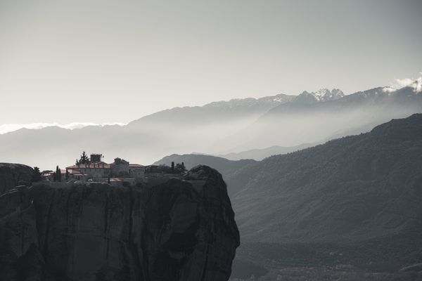 Orthodox monastery on top of Meteora rock, Greece