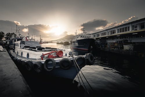 бесплатная Бесплатное стоковое фото с гавань, закат, лодки Стоковое фото