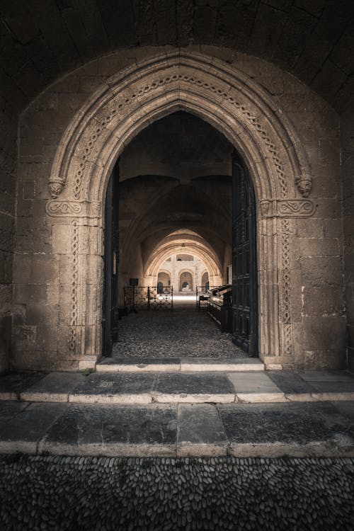 Ancient Concrete Arched Hallway Photo