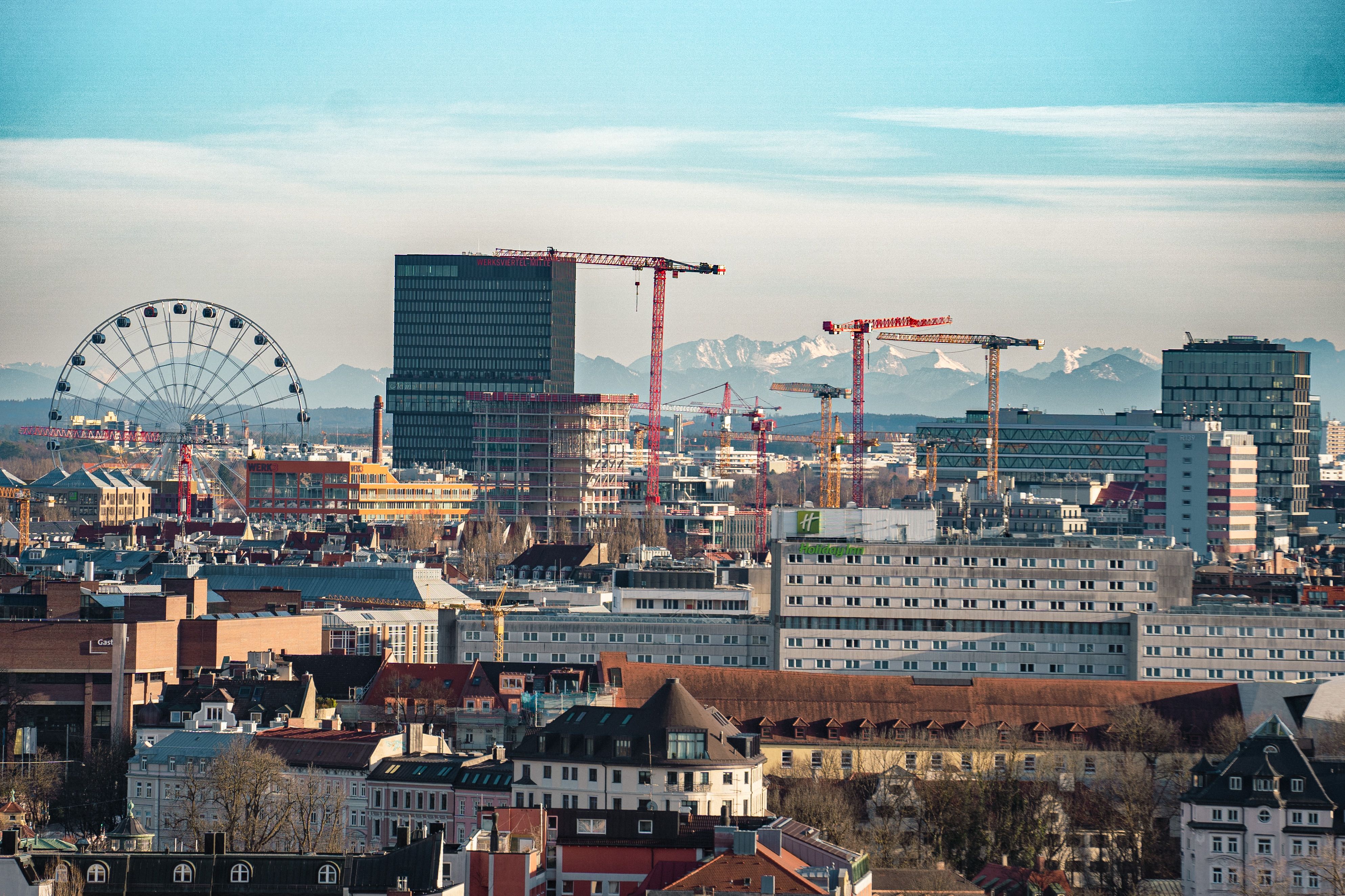 Aerial view of Ho city center with new buildings and construction cranes