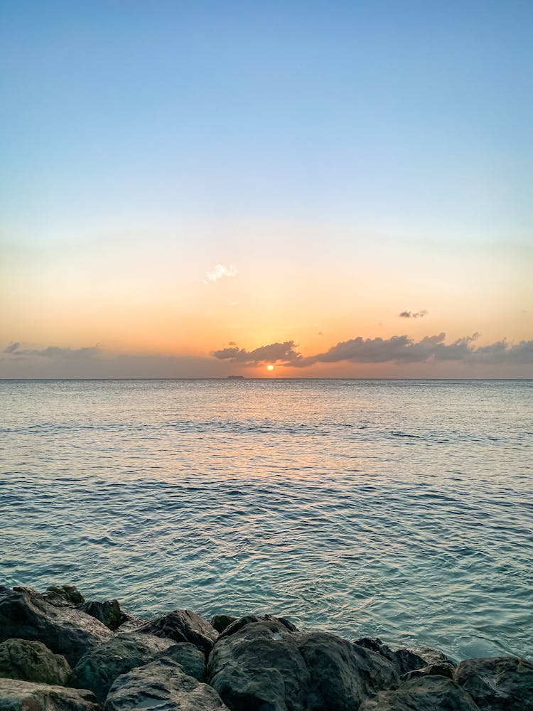 Rocks On Breakwater On The Seashore 