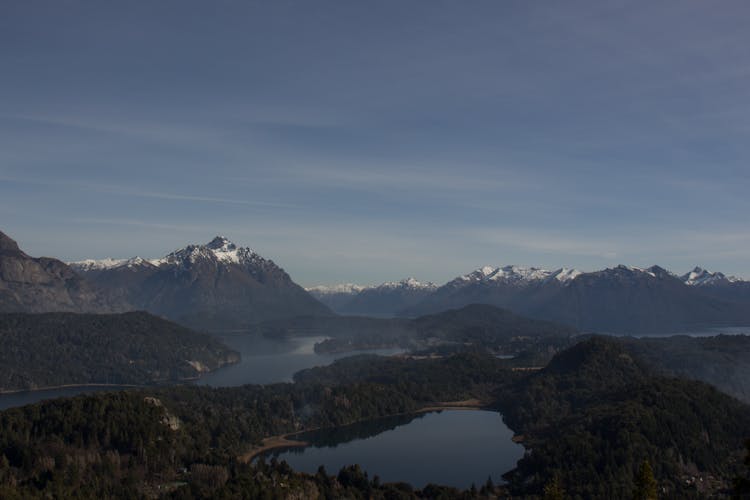 Clear Sky Over Mountains And Lakes