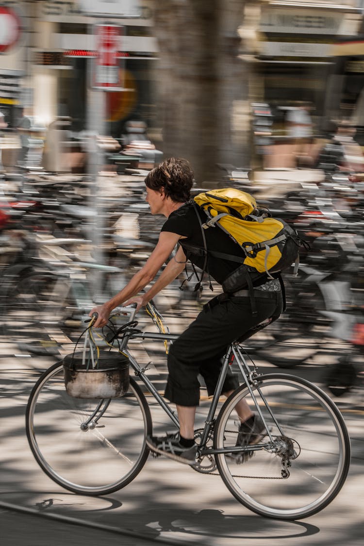 Woman Riding On Bicycle