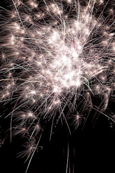 A captivating fireworks display lighting up the night sky with vibrant bursts.