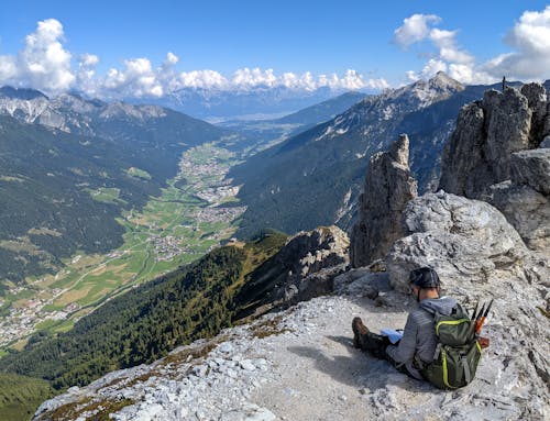 Person Sitting on Mountain Top