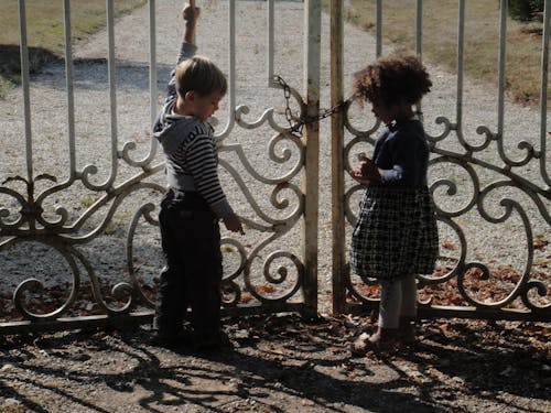 Free stock photo of children at a gate Stock Photo