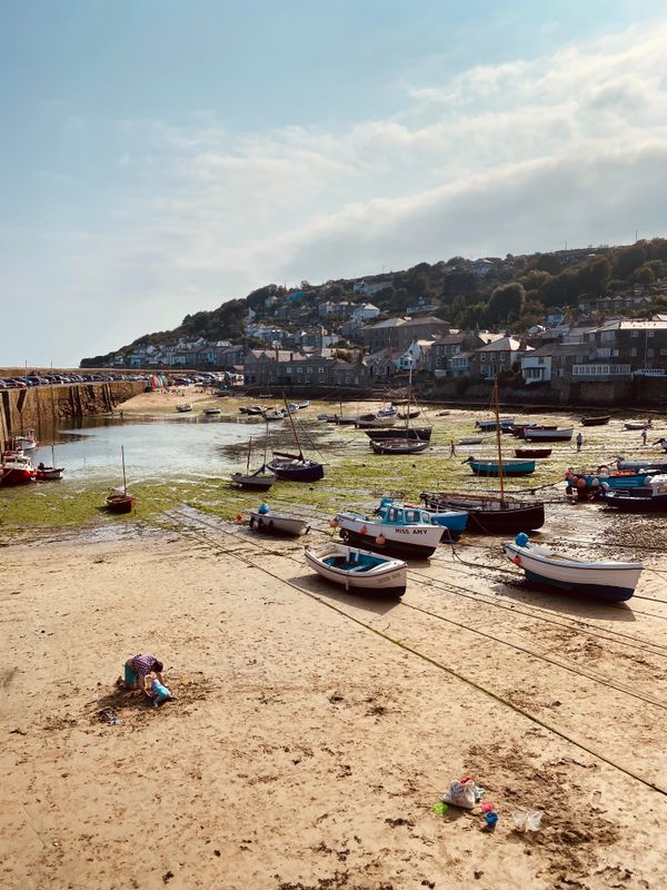 Fishing boats in a small Cornish harbour