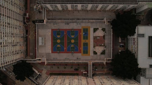 Aerial Photography of Basketball Courts