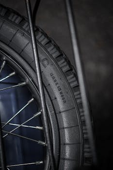 Detailed view of a vintage bicycle wheel with 'MADE IN USSR' marking on the tire.