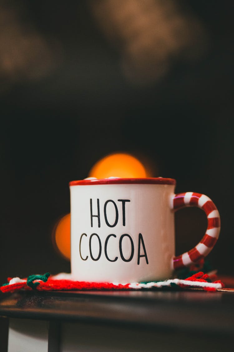 A Hot Cocoa On A Ceramic Mug