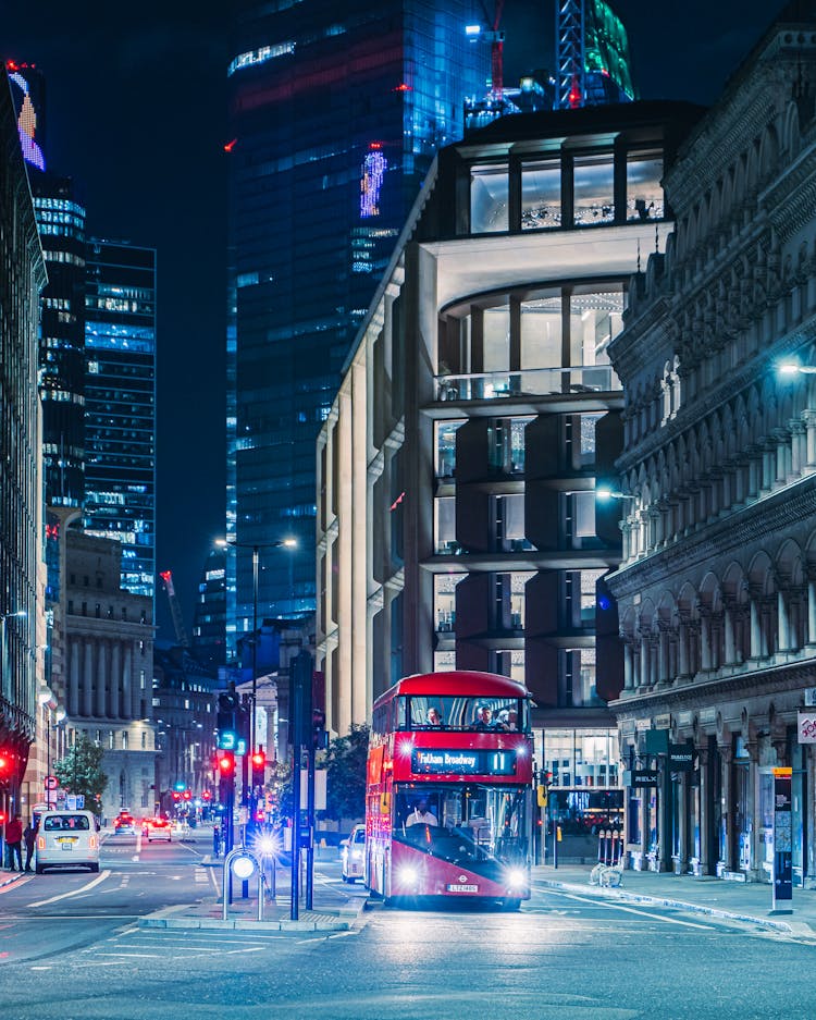 Bus In The Road Of Central London