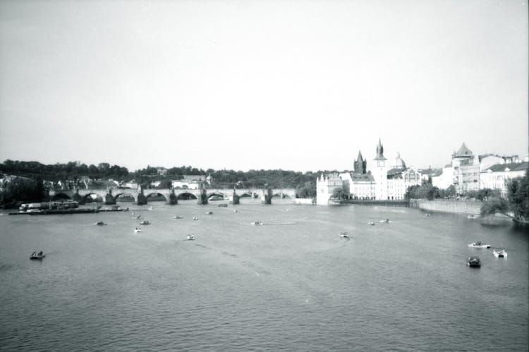 Aerial View Of The Charles Bridge In Prague, Czech Republic 