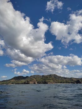 Stunning cloud formations over the coastal landscape of Puerto Viejo, Costa Rica.
