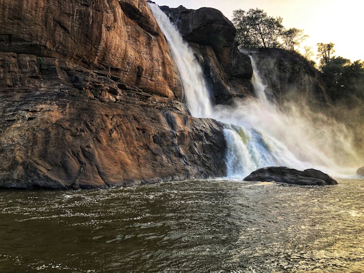 The View Of The Athirappilly Falls From Below