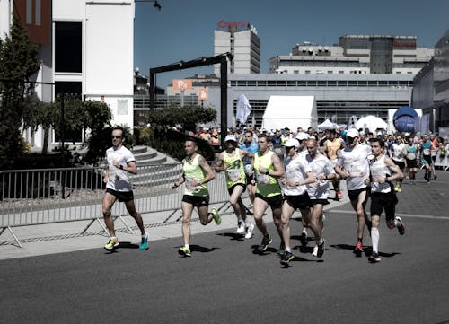Free People Having A Marathon Stock Photo