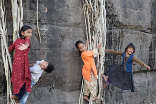 Free stock photo of asian children, back to school, banyan tree