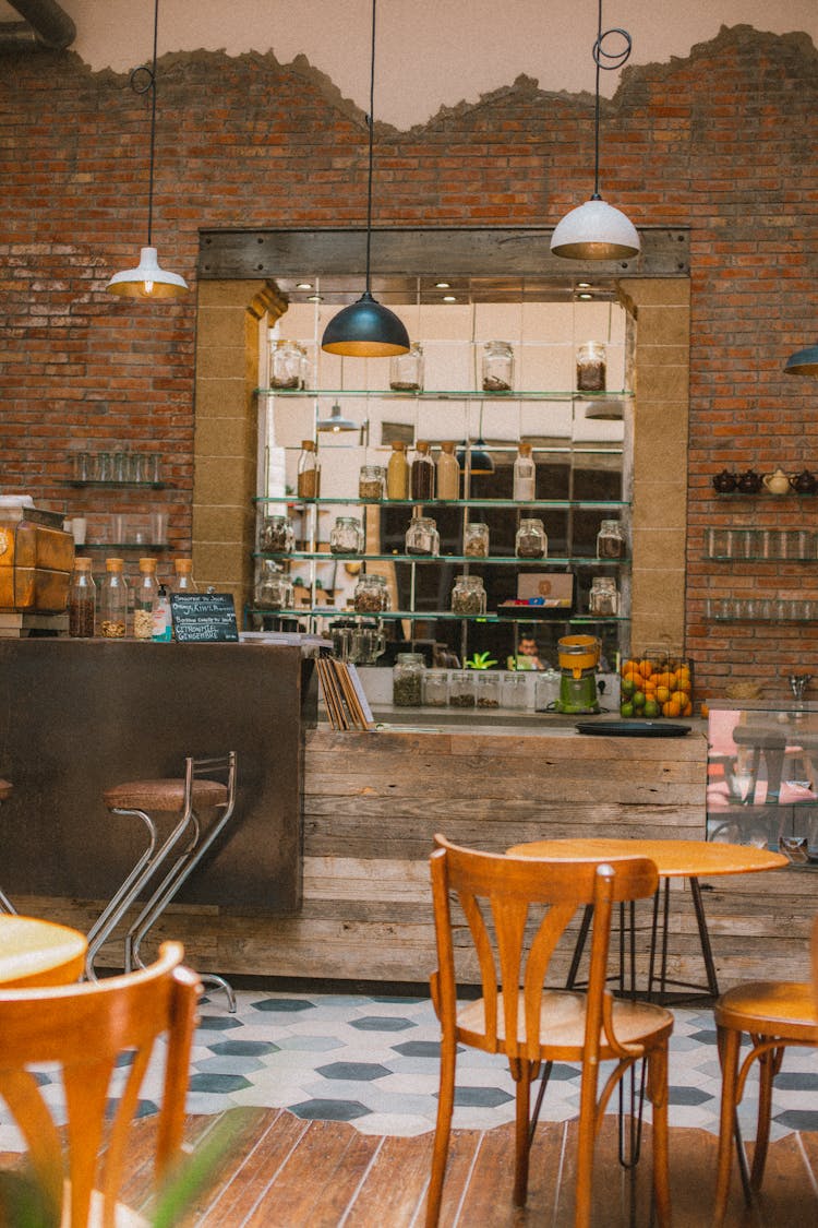 Chairs In Front Of The Counter At A Cafe