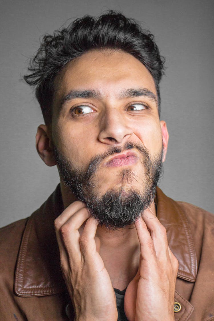 Bearded Man Making A Funny Face 