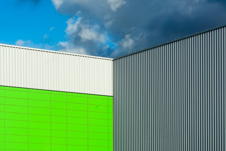 Sky Over The Metal Walls Of A Building