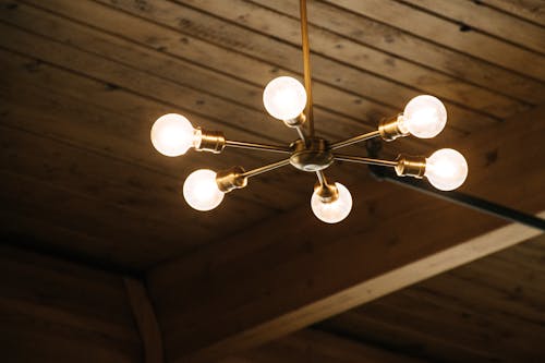 Lighted Brass Chandelier