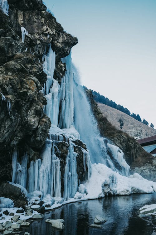 Frozen Waterfall in Winter