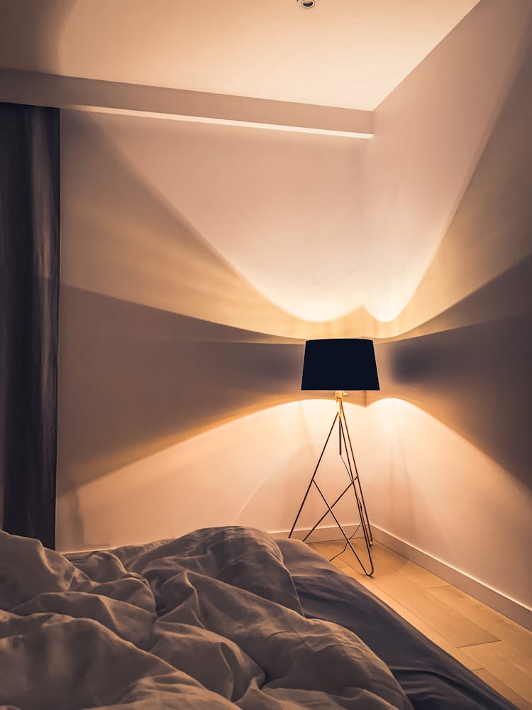 Illuminated Lamp In Bedroom