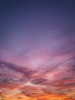 A breathtaking view of the sunset sky with vibrant colors creating a serene atmosphere.