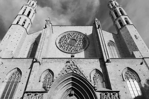 A Grayscale of a Cathedral