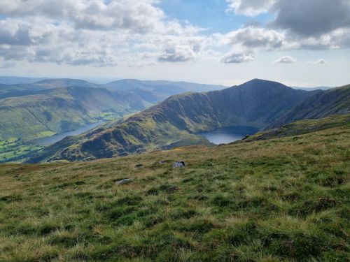 Free A stunning view over the rolling hills and lakes of the Lake District, UK. Stock Photo