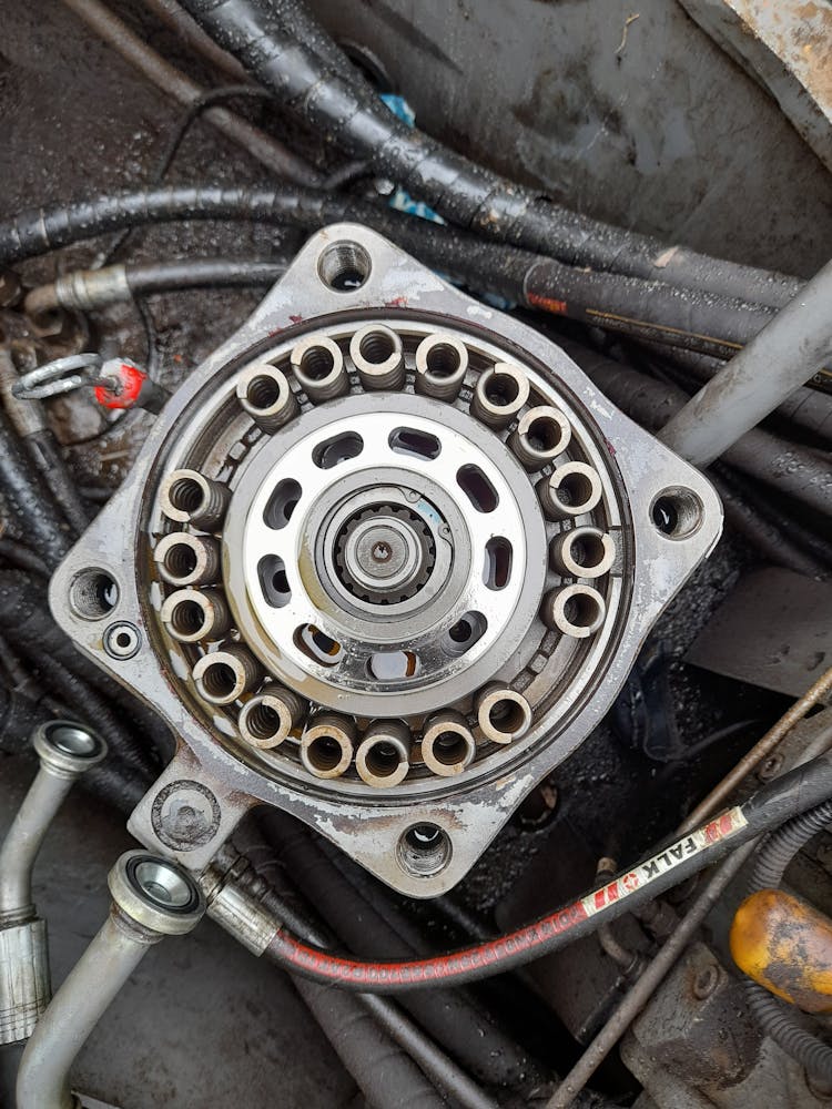 Closeup Of A Metal Machinery Part And Wires