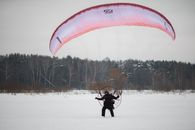 Man on Field with Paraglider