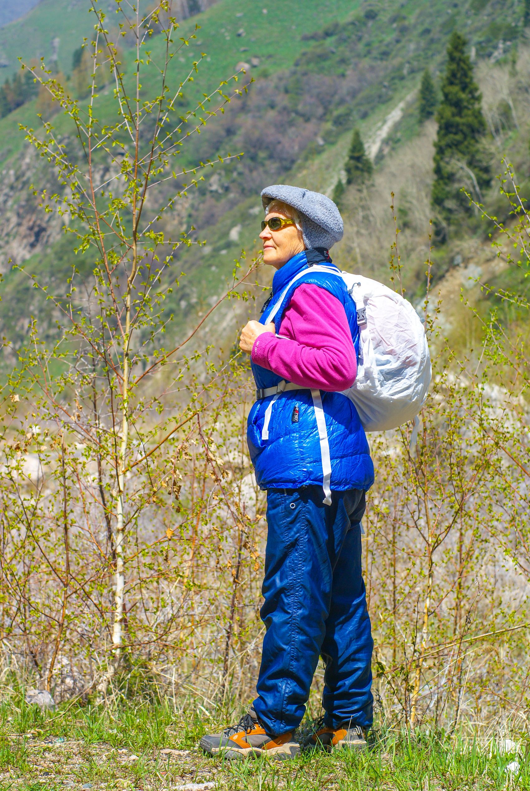 Woman hiking in the mountains