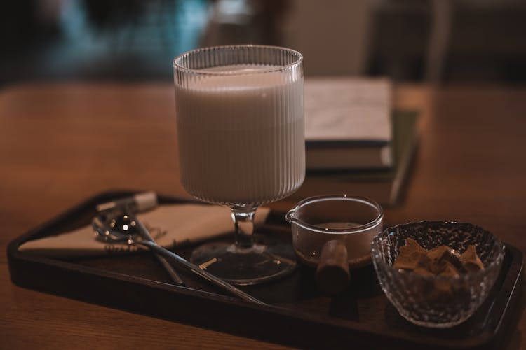 Coffee On Tray In Cafe