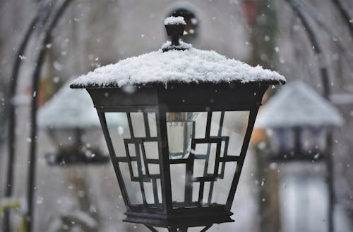 Black Lantern With Snow on Top