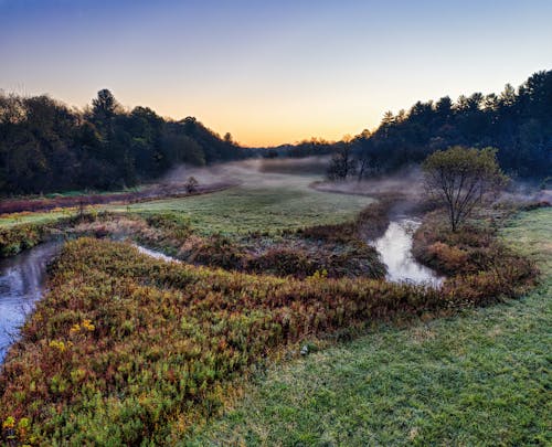 Kostnadsfri bild av bäck, dis, fält