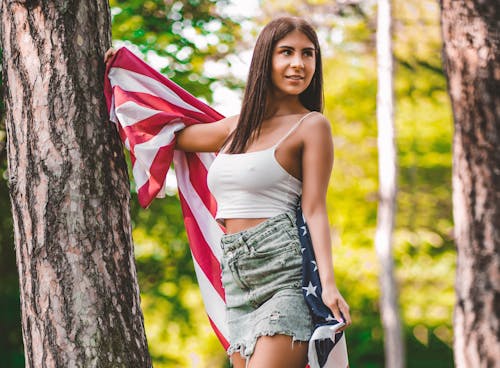 Kostenloses Stock Foto zu 4.-juli, flagge der usa, frau