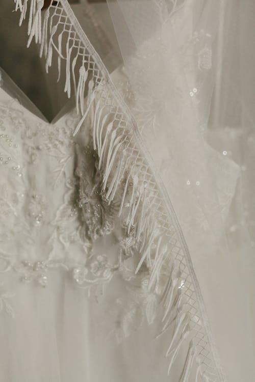 Close-up of a Bridal Dress 