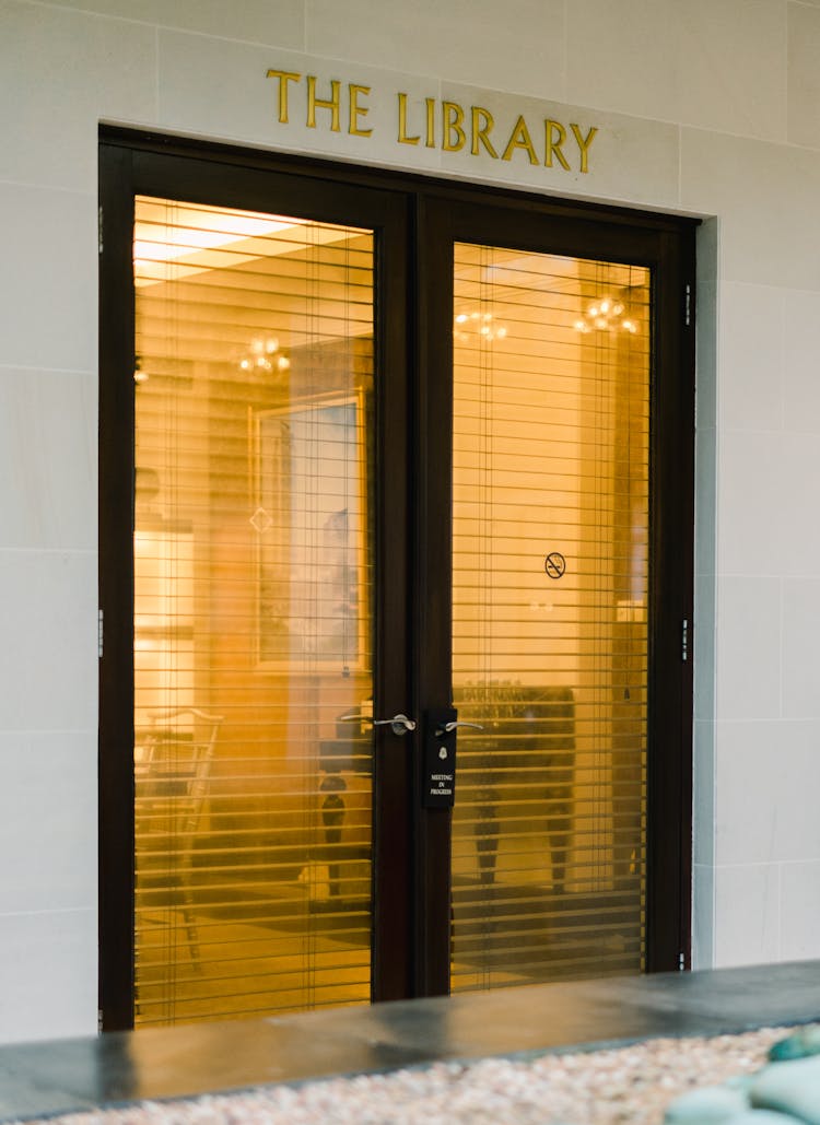 A Double Glass Door In The Library