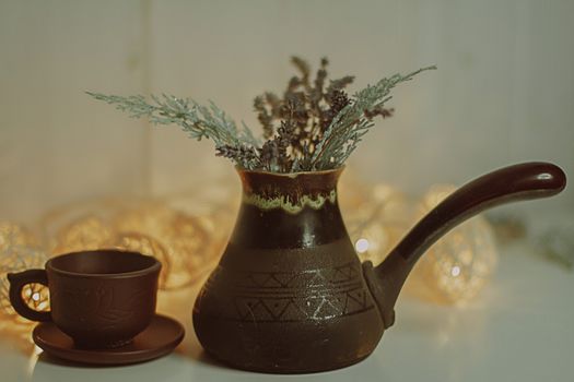 Green Plant on Brown Ceramic Vase