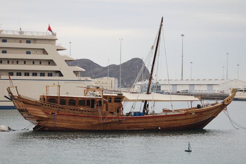 Wooden Fishing Boat Docked on Sea