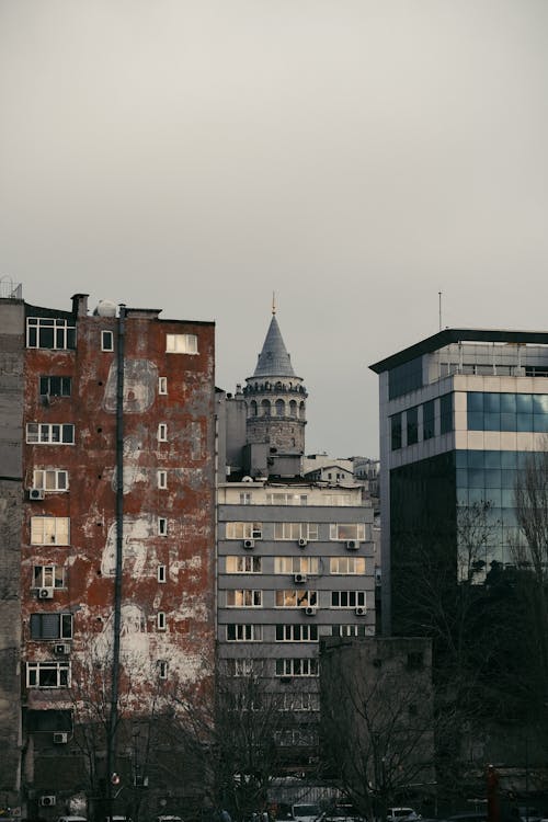 Galata Tower Visible Between Apartment Buildings 