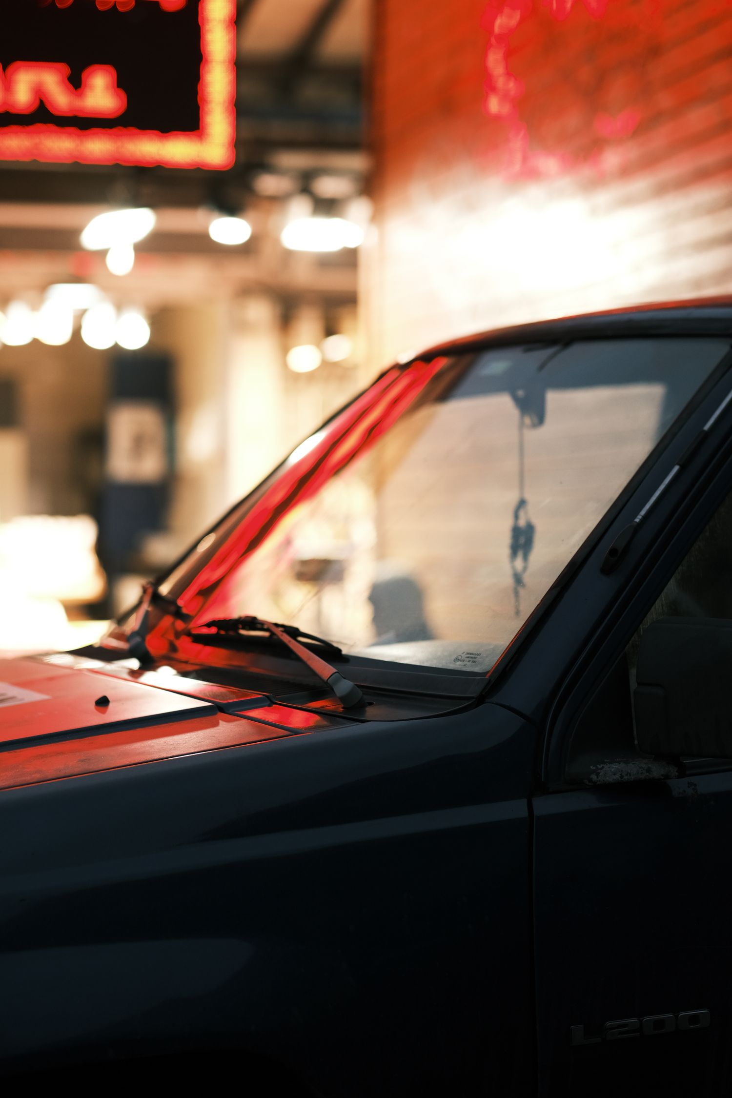 Close view of a vehicle windshield