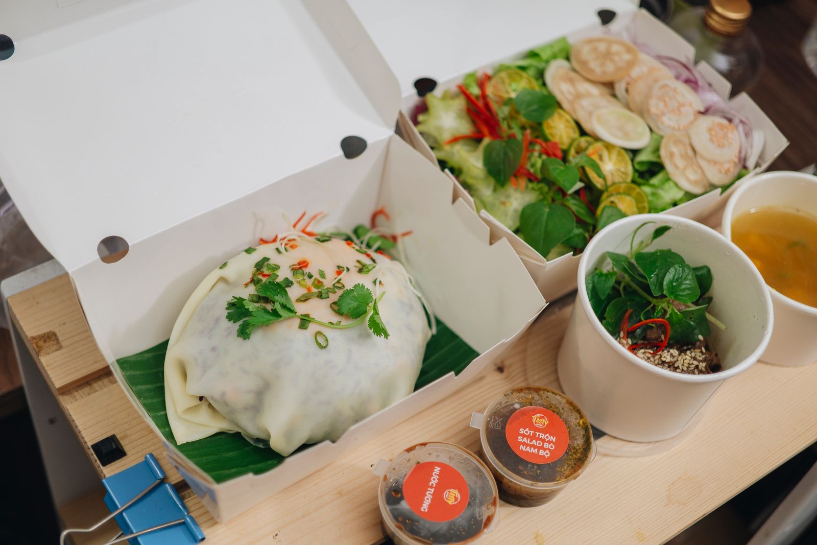 Takeout meal in eco-friendly containers